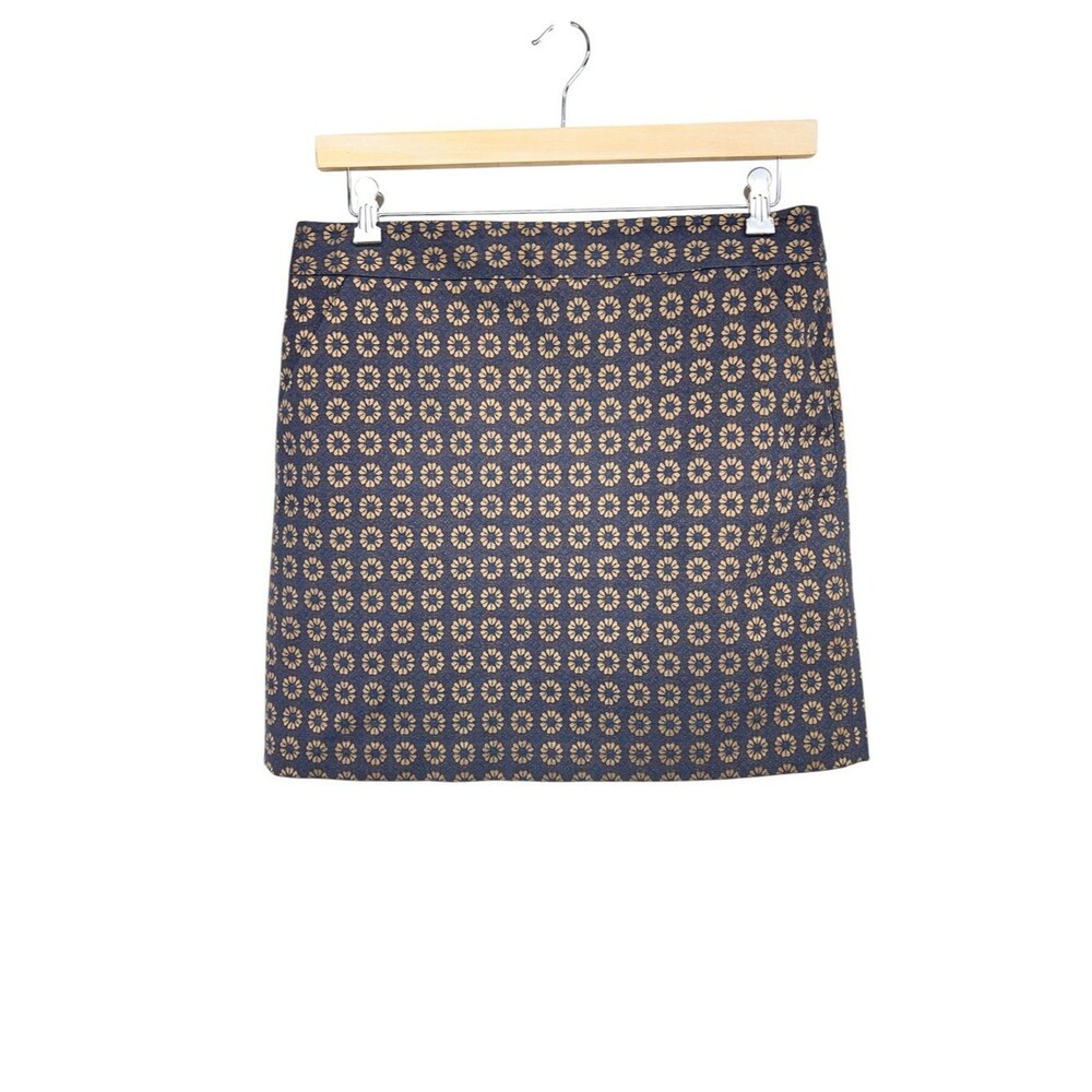 Loft Navy Gold Floral Skirt Womens 12
